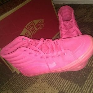 Barely Used All Neon Pink Vans Comes with box!